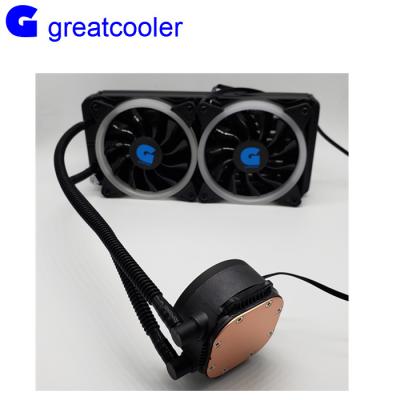 China LGA2011/1366/115X AM4/AM3+/AM3 240mm Greatcooler All In One Water Cooler 120x120x25mm Fan 2pcs for sale