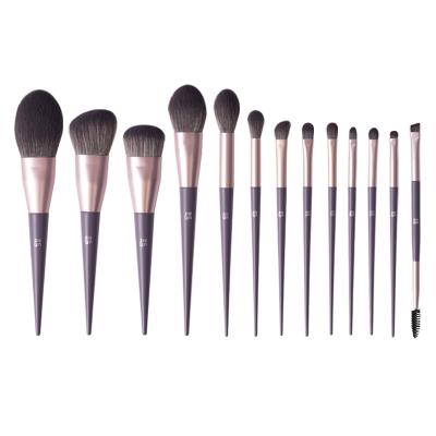 China Angular Blush ODM Luxury 13 Pcs Wooden Handle Synthetic Hair Online Buying Vegan Purple Make Up Brushes for sale