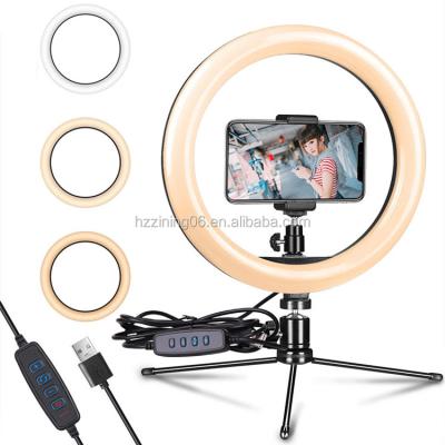 China Hot Sale Photography 10 Inch 26cm Selfie Ring Light With Tripod Stand Cell Phone Ring Light Stand for sale