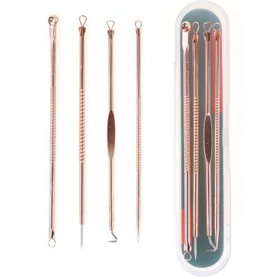 China Skin Friendly And Comfortable Hot Selling Professional 4 Pcs / Set Facial Pore Remover Stainless Blemish Extractor Tools Stainless Blackhead Remover Tool Kit for sale