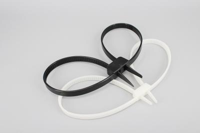 China DEMOELE 12*700mm white and black strong double loop Unbreakable soft plastic cable tie one time police handcuffs for sale