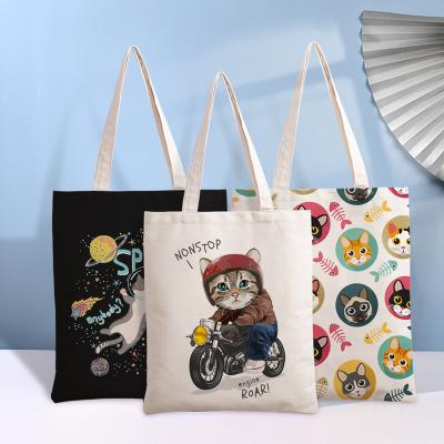 China Other Cartoon Kitten Canvas Portable Bag Cotton Shopping Bag Student Environmental Friendly Shoulder Bag for sale