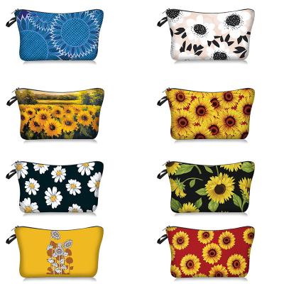 China Handheld Toiletry Bag Large Capacity Sunflower Makeup Bag Portable Storage Travel Bag for sale