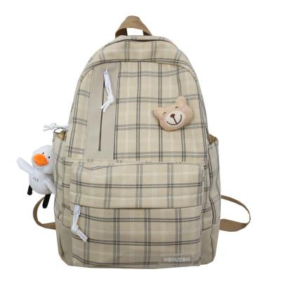 China New Trend Plaid Backpack Small School Ladies Backpack Leisure Fashion Large Capacity Outdoor Backpack Easy-carry Cool Student Backpack for sale