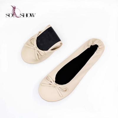 China Wholesale Disposable Lady Portable Rollable Shoes Folding Ballerina Shoes Roll Up Party Shoes for sale