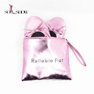 China Women Disposable Shoes Flats Portable Fold Up Ballet Flats Roll Up Foldable Ballet After Party Shoes for sale