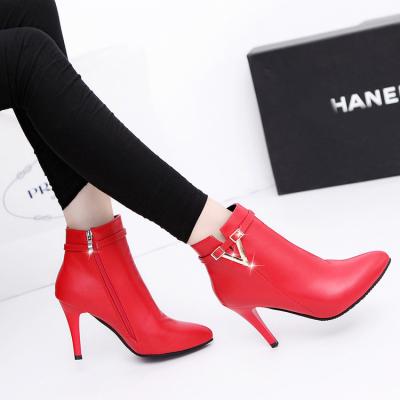 China 2021 Durable Women Fashion Boots PU Leather High Heels Women Boots For Ladies for sale