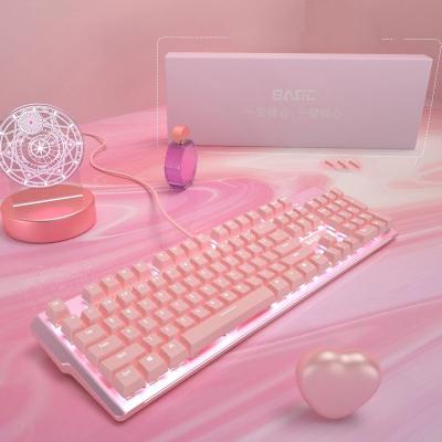 China Computer Keybord Pink Gaming Keyboard Retro Tastatur Teclado Rosado Durable Mechanical PC RGB Wireless Game for sale