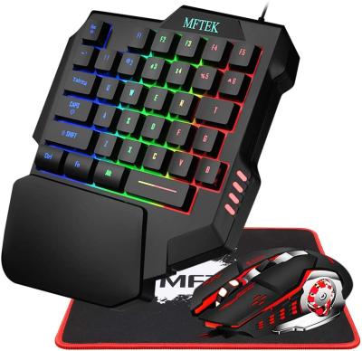 China Durable One Hand Keybord RGB Keyboard Gaming Keyboard and Mouse PC Teclado Y Mouse Phone Desk Keyboard Set for sale