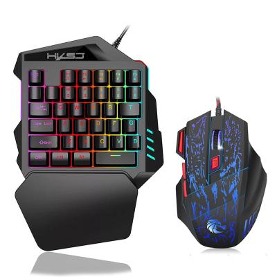 China Durable Ergonomic Multicolor Backlight Gaming Keyboard One-Handed Mouse Set Gamer 5500DPI Gaming Mouse and Keyboard Kit for sale