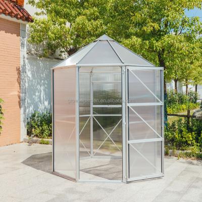 China Easily Assembled Growell Greenhouse Octagon Walk-In Aluminum With PC for sale