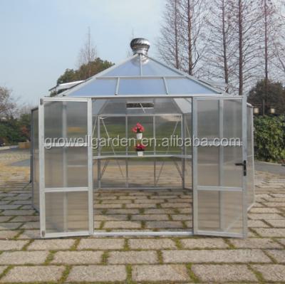 China Easily Assembled Hot Sale Commercial Polycarbonate Hexagonal Aluminum Frame Walk In Greenhouse for sale