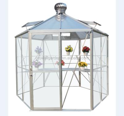 China Easily Assembled 4mm Hexagonal Tempered Glass Beautiful High Quality Aluminum Frame Greenhouse for sale