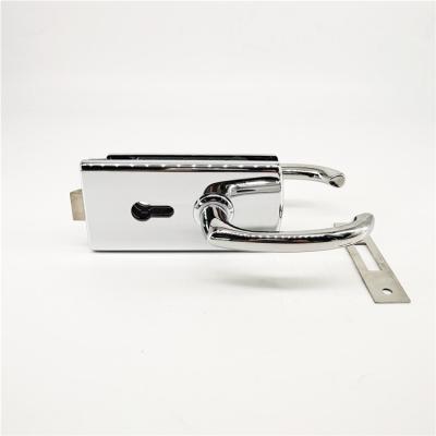 China Good Price Modern Mirror Finish Style Glass Door Handle Lock With Keys for sale