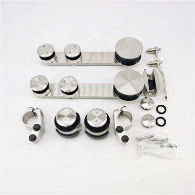 China Modern Stainless Steel Sliding Door Hardware Track Kit For Shower Door Glass Barn Door Hardware for sale