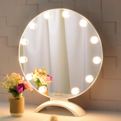 China L701P 12 Lighted Beauty Salon Light Bulbs 50cm Desk Hollywood Vanity Round Table Makeup Oval Led Circle Mirror With Light for sale