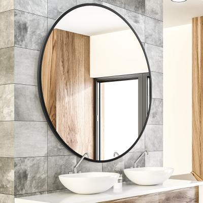 China W501 Modern Living Room Home Decor Large Bathroom Modern Black Glass Living Room Round Decorative Wall Mirror for sale