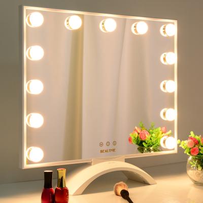 China Print Framed Lighted Fancy RGB Vanity Makeup Case Led Smart Haircut Custom Makeup Mirrors With Lighting for sale