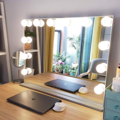 China Hollywood Lighted Make Up 12 Lamp Frameless Vanity Hollywood Style Makeup Mirror With Led Bulbs for sale