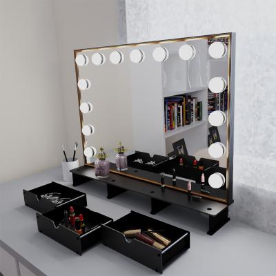 China L610 Lighted Set Makeup Reading Brush Storage Box Large Hollywood Mirror Vanity With LED Light Makeup Mirror for sale