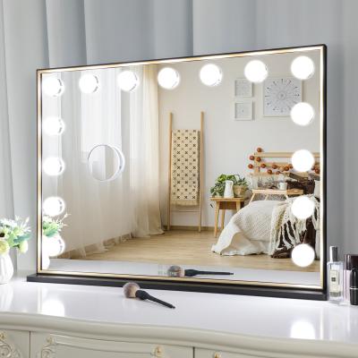 China Lighted Mirror Hollywood Bathroom Lighted LED Cosmetic Mirror Light Bulbs Makeup Vanity Wall Mounted Hollywood Mirror for sale