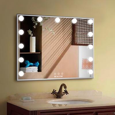 China Girls Birthday Gifts Switch Touch Screen Hollywood Style Contemporary Smart Makeup Mirror With LED Light for sale