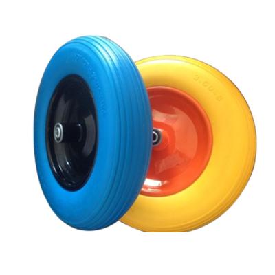 China Hotels 3.50-4 Durable Flat PU Foam Freewheel For Wheelbarrow for sale