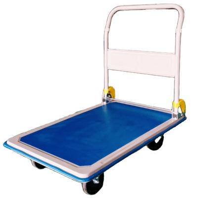 China Storage 150 Kg 300 Kg Loading 4 Wheel Platform Hand Truck Hand Cart for sale