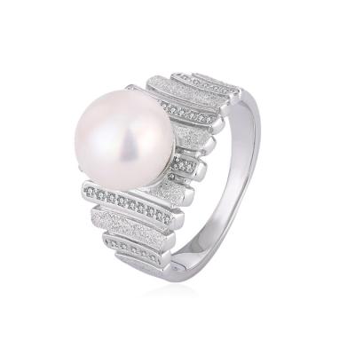 China TRENDY Engagement ladies 925 sterling silver casual freshwater pearl ring for women for sale