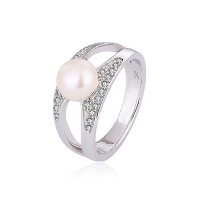 China TRENDY Custom fashion 925 sterling silver simple jewelry lady women's freshwater pearl ring for girls for sale