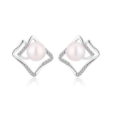 China TRENDY Bulk wholesale jewellery fashion jewelry popular minimalist 925 sterling silver freshwater pearl women earrings for sale