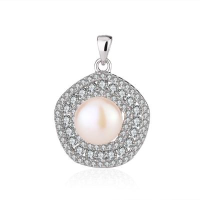 China TRENDY Custom made pendant manufacturer wholesale diamond 925 sterling silver single pearl necklace pendant for chains for sale