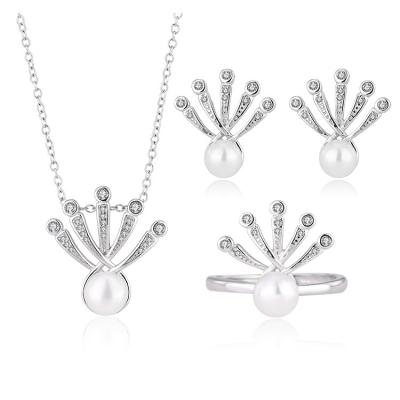 China TRENDY Minimalist ladies 925 sterling silver necklaces pendant ring women's studs earring sets for women jewelry for sale