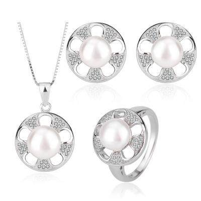 China TRENDY Custom fashion ladies jewelry 925 sterling silver necklace studs earrings sets for sale