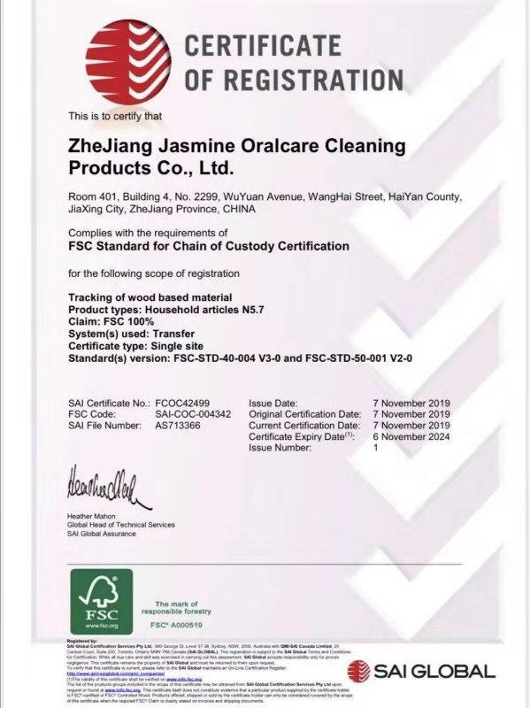 FSC - Zhejiang Jasmine Oralcare Products Co., Ltd.