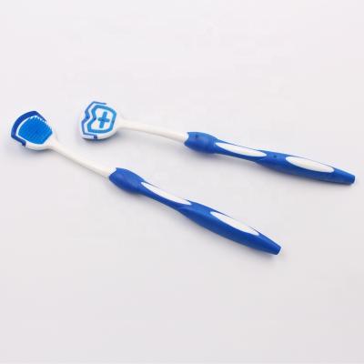 China Tongue Cleaner Food Grade Unique Plastic Handle Fishball Shape Long Tongue Scraper Remover Holder/Tongue For Adult for sale