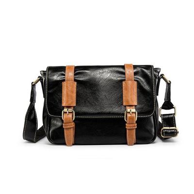 China Korean Style Travel Horizontal Men's Cross Bags Polyester Factory Wholesale PU Leather Men's Cross - Body Bag Office Laptop Messenger Bag for sale