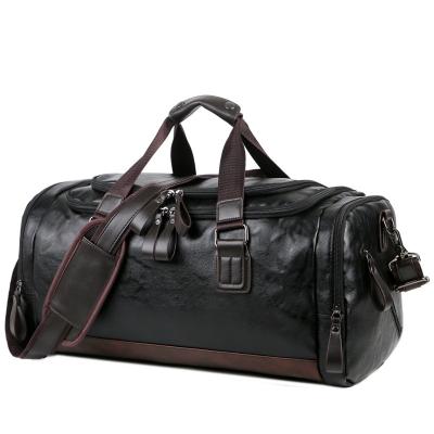 China Patent Leather Drop Shipping Plaid Spliced ​​Soft Leather Weekend Bag Traveling Bags Overnight Luggage For Men for sale