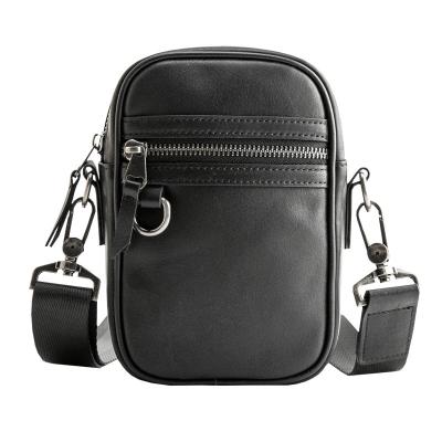 China New Vintage Style Man Square Custom Small Sling Bag Cross - Body Black Leisure PU Shoulder Messenger Bag for sale