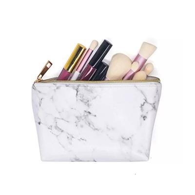 China Marble Women Travel Organizer Pouch, PU Leather Makeup Case Waterproof Marble Cosmetic Bag for sale