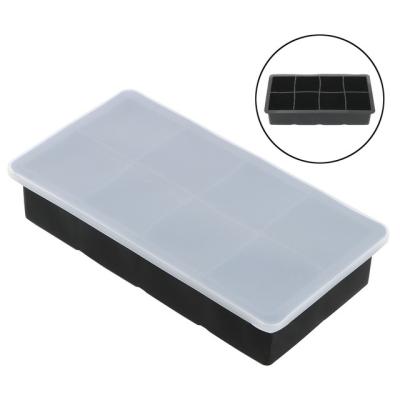 China Hot Sale Silicone Food Grade 8 Cavity Ice Cream Maker Cube Mold Stored Tray For House Hold Whiskey Beer Water Eco-friendly Kitchen Tool for sale