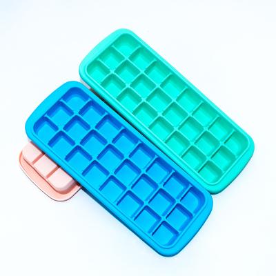 China 24 Cavity Honeycomb Design Water Bottle Ice Cube Maker Tray Ball High Quality Square Ball Molds With Bpa Free Silicone Lid for sale