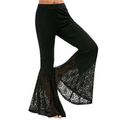 China Clothing QUICK DRY pants women casual panties knit lace patchwork fringe high waist pants knit flare pants for sale