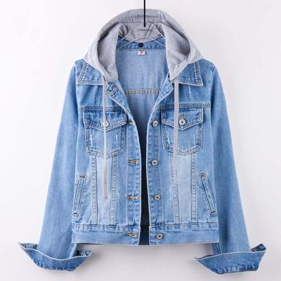 China Women Winter Viable Outfits Vintage Top Indigo Wash Detachable Hooded Denim Jacket Detachable Hooded Denim Jacket Denim Jacket Women for sale