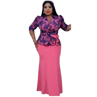 China New Women's Plus-Size Mum Dress Christmas African Print Mermaid Dress Anti-Static for sale