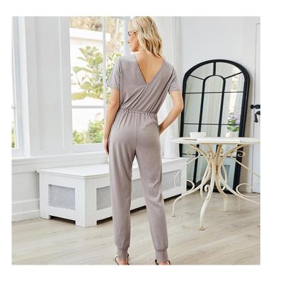 China Women one-piece leggings anti-pilling v-neck overalls leggings women loungewear jogger sleepwear 2021 sports overalls for sale