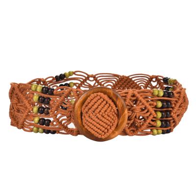 China Party Wedding Gift Banquet Christmas Belt Brown Boho Braided Fringe chain  Women with Tassel and Beads Exotic  Bohemian Woven Waist Belts for women for sale