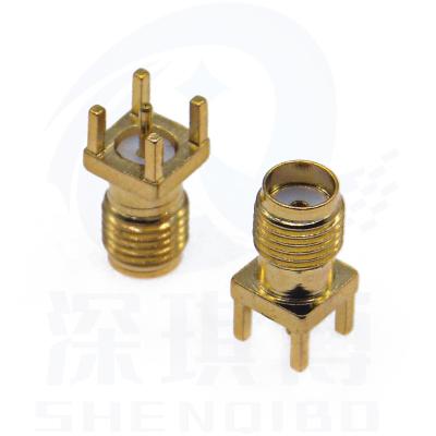 China RF SMA-KE Foot Vertical Antenna Pedestal PCB Panel Socket Outer Threaded Inner Hole RF Pedestal Coaxial Connector for sale