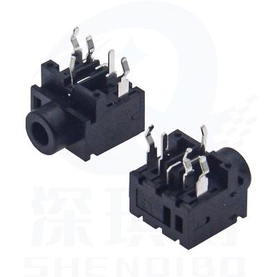 China Electronics 3.5mm PJ-317 5 foot vertical headphone socket Bend foot socket Matrix power socket connector for sale