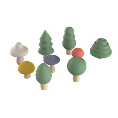 China Eco-friendly Mushroom Forest Trees Educational Stacking Rainbow Silicone Building Blocks Non-Toxic Toys for sale